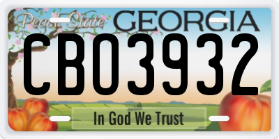 GA license plate CBO3932