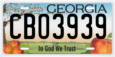 GA license plate CBO3939