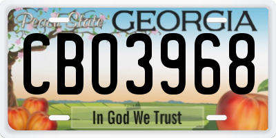GA license plate CBO3968