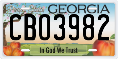 GA license plate CBO3982