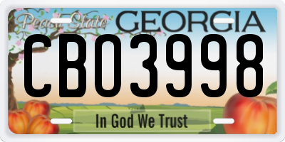 GA license plate CBO3998
