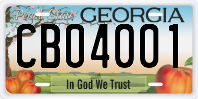 GA license plate CBO4001