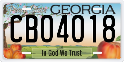 GA license plate CBO4018