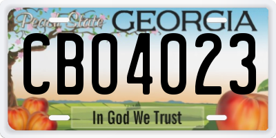 GA license plate CBO4023