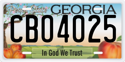 GA license plate CBO4025