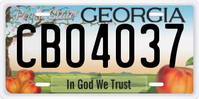 GA license plate CBO4037