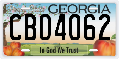 GA license plate CBO4062