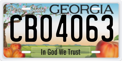 GA license plate CBO4063