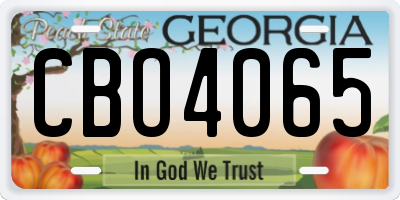 GA license plate CBO4065