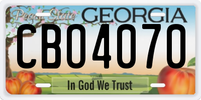 GA license plate CBO4070