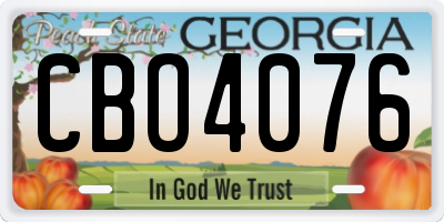 GA license plate CBO4076
