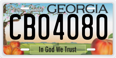 GA license plate CBO4080