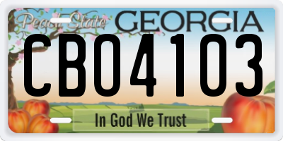 GA license plate CBO4103