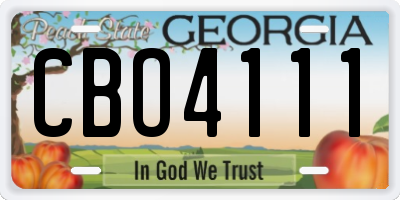GA license plate CBO4111