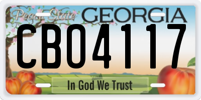 GA license plate CBO4117