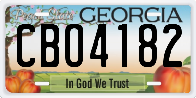 GA license plate CBO4182