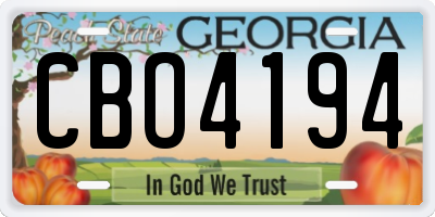 GA license plate CBO4194