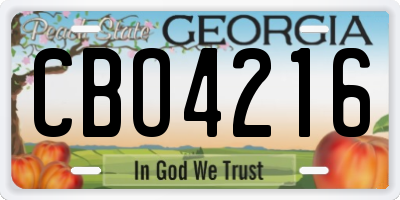 GA license plate CBO4216