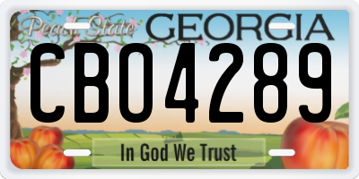 GA license plate CBO4289