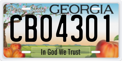 GA license plate CBO4301