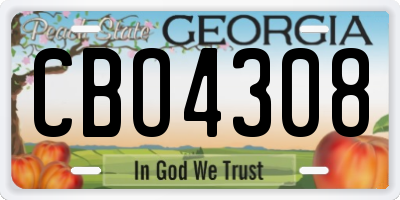 GA license plate CBO4308
