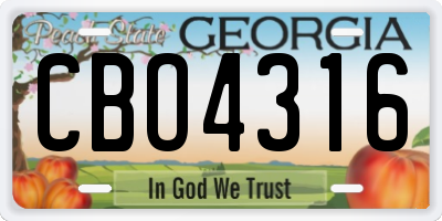 GA license plate CBO4316