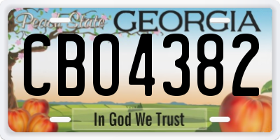 GA license plate CBO4382
