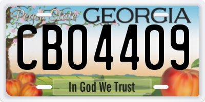 GA license plate CBO4409