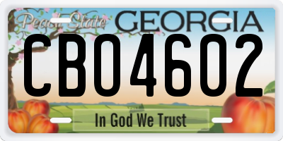 GA license plate CBO4602