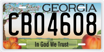 GA license plate CBO4608
