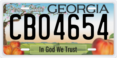 GA license plate CBO4654