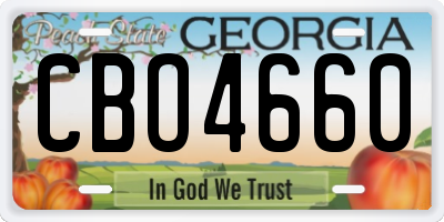 GA license plate CBO4660