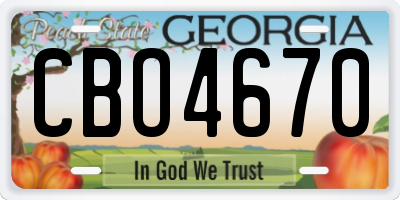 GA license plate CBO4670