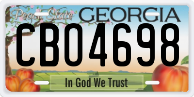 GA license plate CBO4698
