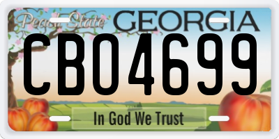 GA license plate CBO4699