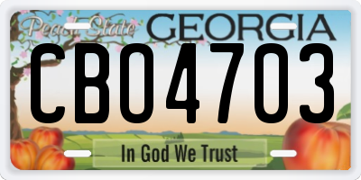 GA license plate CBO4703