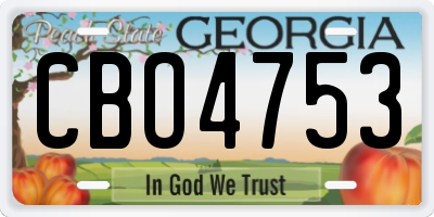 GA license plate CBO4753