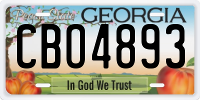 GA license plate CBO4893