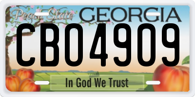 GA license plate CBO4909