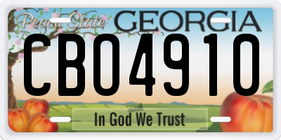 GA license plate CBO4910