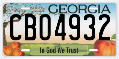 GA license plate CBO4932
