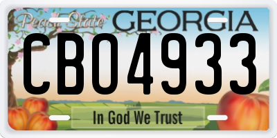 GA license plate CBO4933