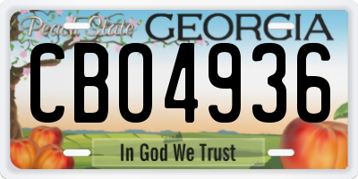 GA license plate CBO4936