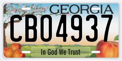 GA license plate CBO4937