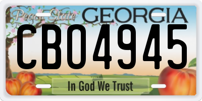 GA license plate CBO4945