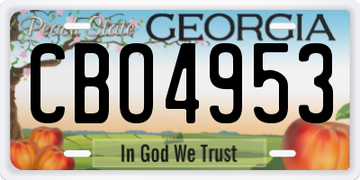 GA license plate CBO4953
