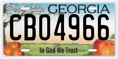 GA license plate CBO4966