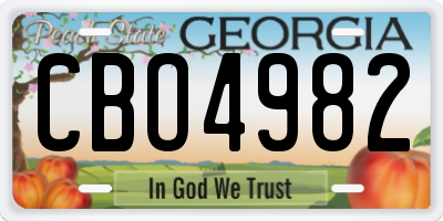 GA license plate CBO4982