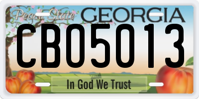 GA license plate CBO5013