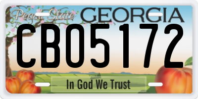 GA license plate CBO5172